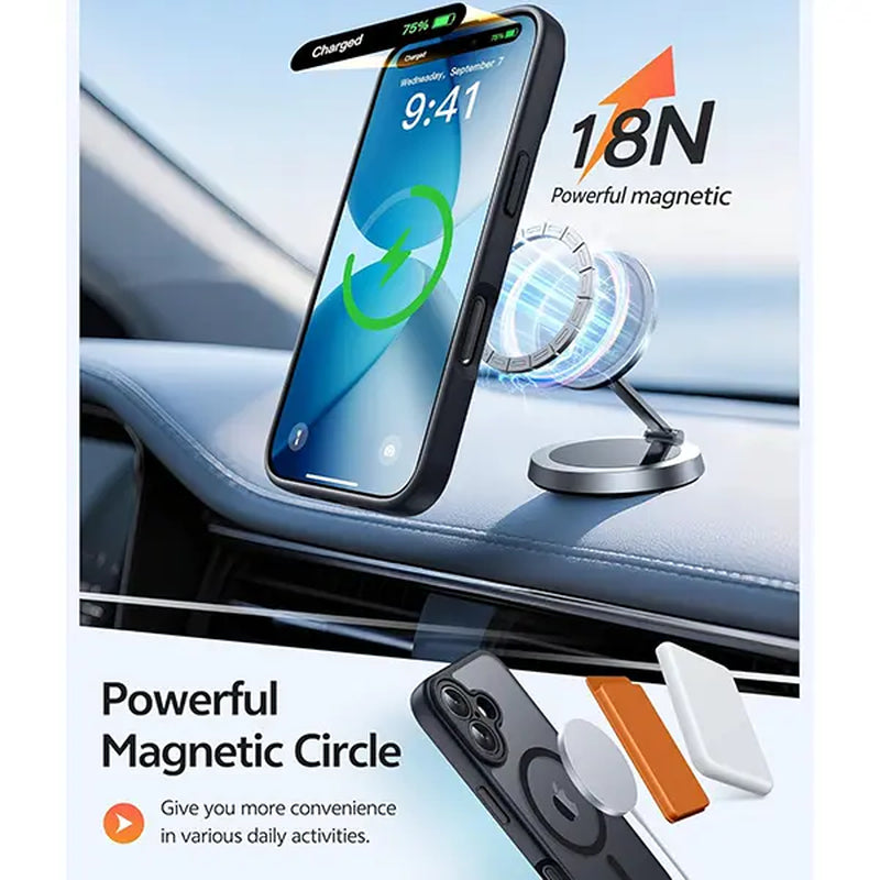 FNTCASE for Iphone 17 Iphone 16 Phone Case: Magnetic Charging Shockproof Magsafe - Frosted Oil Spray Touch with Screen Protector