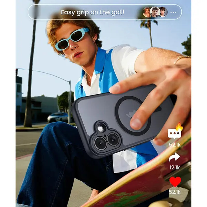 FNTCASE for Iphone 17 Iphone 16 Phone Case: Magnetic Charging Shockproof Magsafe - Frosted Oil Spray Touch with Screen Protector