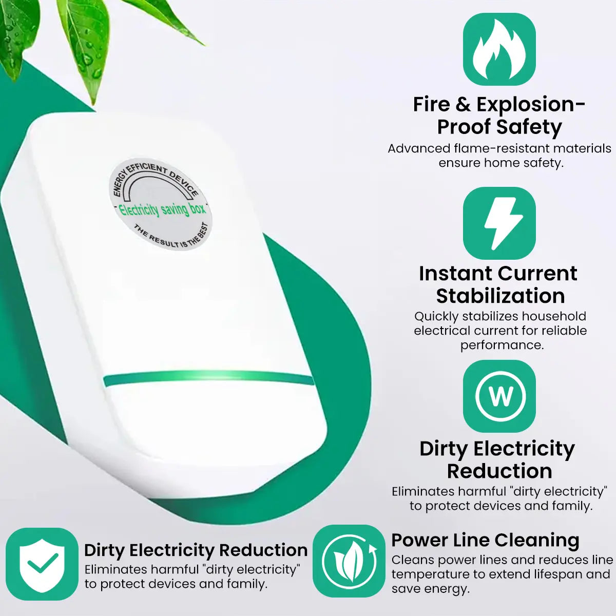 Plug-In Power Box with US Plug 2026 Updated Design Compatible with 90–250V Input Range